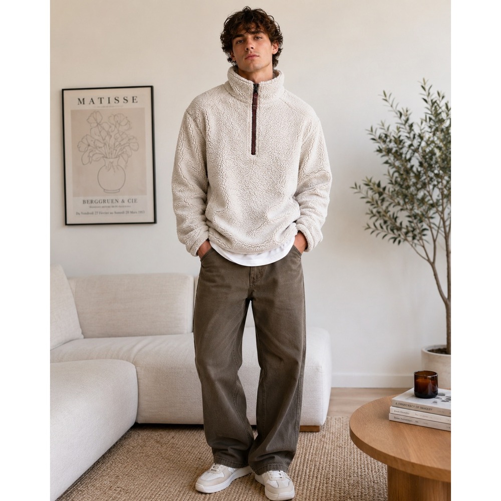 True Grit Frosty Tipped Quarter Zip Sherpa Fleece Pullover